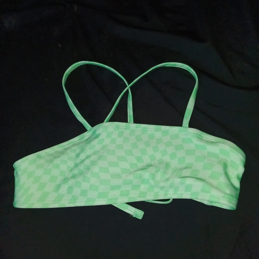 New Green Checkered Swim Top